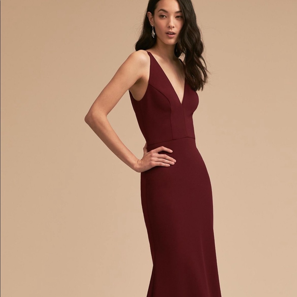 BHLDN V-Neck Bordeaux Gown | V-Neck Evening Dress